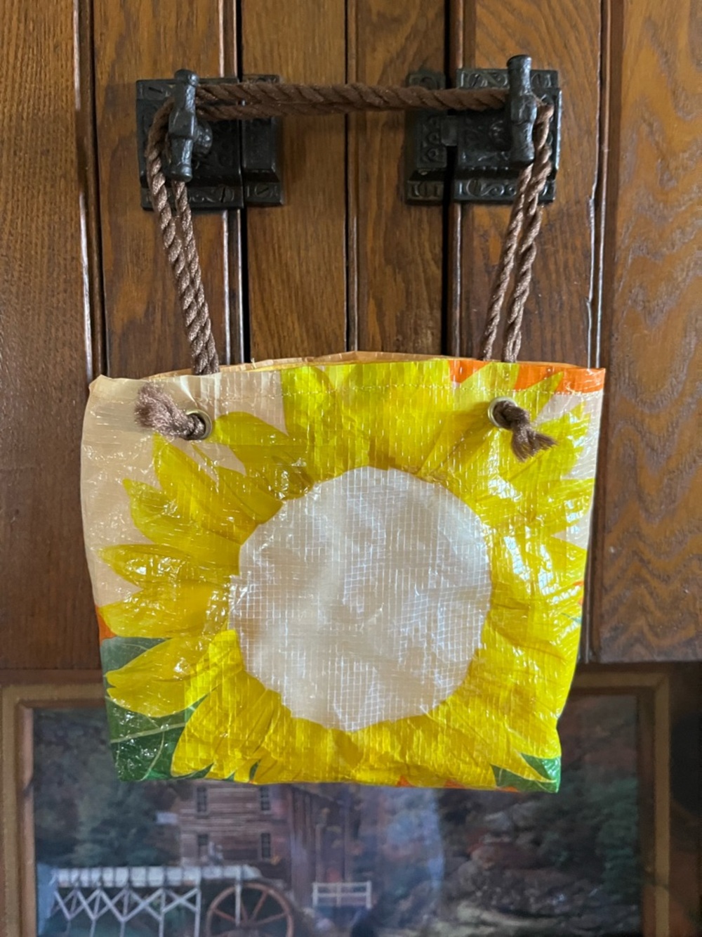 Yellow Sunflower Tote Bag with Rope Handles